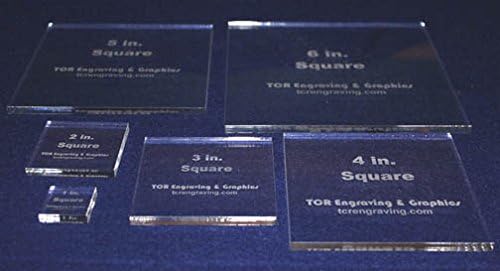 Square Templates. 1 Inch, 2 Inch, 3 Inch, 4 Inch, 5 Inch, 6 Inch - 1/4 Inch Thick
