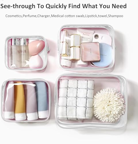 Image of LETGO 4 PCS Clear Insert Bag for Bogg Bag, 4 Sizes Waterproof Beach Bag Organizer Pouch with Bogg Bag Hooks Accessories,Transparent Zipper Makeup Toiletry Bag for Rubber Tote Bag Beach Travel