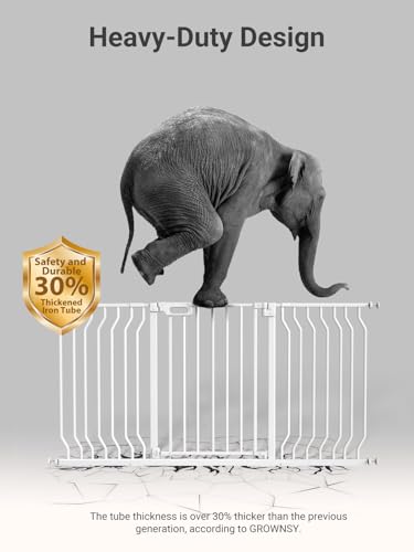 Image of Mom's Choice GROWNSY Baby Gate, 53 inch-57 inch Auto-Close Dog Gate for Stairs & Doorways, Pressure-Mounted Easy Install - No Drill, Walk Through, Safe & Durable