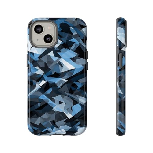 Coque iPhone 14 rigide Urban Geometric Camouflage gris brillant - Protection téléphone design