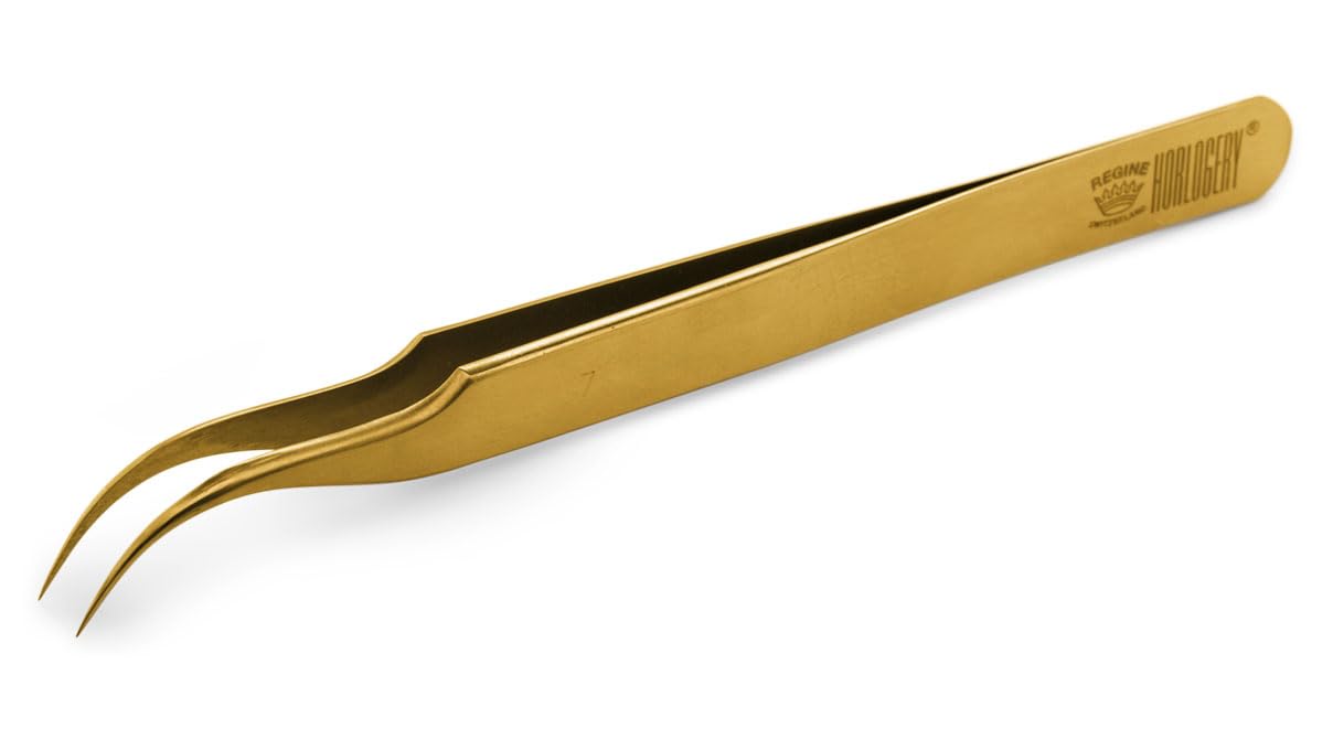 Regine Präzisions-Uhrmacherpinzette, 7A-Form, 100 % antimagnetisch, aus Messing, gebogen und fein.
