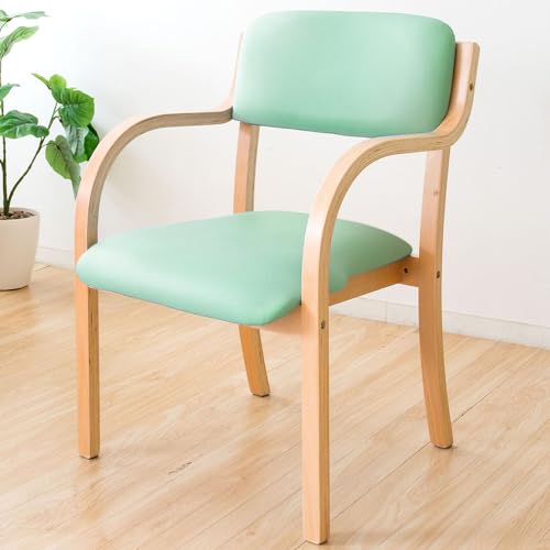 アイリスプラザ チェア 椅子 広い座面 疲れにくい お尻に優しい 掴みやすい肘掛け 積み重ね ダイニングチェア 工具付き 木製 ライトグリーン STKC-795