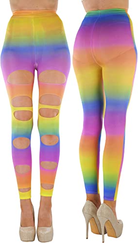 Image of ToBeInStyle Women's Slashed Ripped Shredded Distressed Hosiery Tights Leggings Music Festival