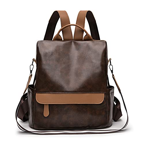 FUNSEED Damen-Rucksack aus PU-Leder, Wasserdicht und Diebstahlsicher, Modische Umhängetasche, Handtasche, Canvas-Rucksack