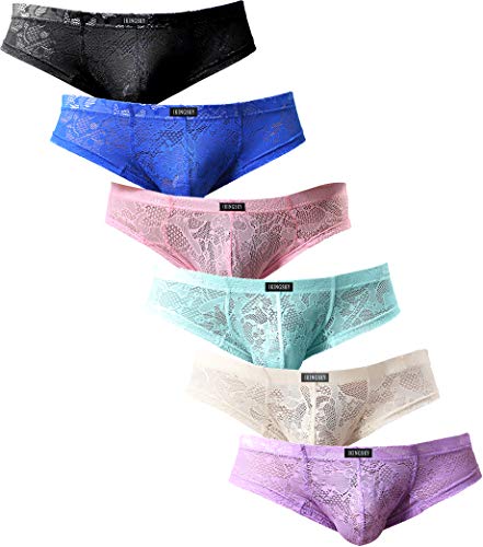 iKingsky Men's Cheeky Boxer Briefs Sexy Thong Underwear Breathable Lace Mens Panties