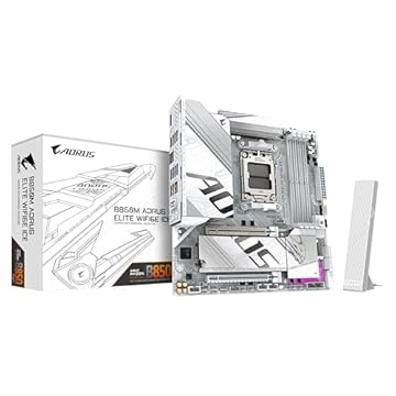 GIGABYTE Placa-mãe B850M AORUS ELITE WIFI6E ICE - CPUs AMD Ryzen série 9000, VR digital 12+2+1, até 8200MHz DDR5 (OC), 1xPCIe 5.0 + 1xPCIe 4.0 M.2, 2.5LAN, WIFI 7, USB 3.2 Gen 2