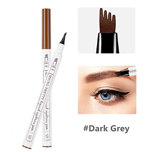 BEENLE Tattoo Eyebrow Pen Waterproof Eyebrow Pencil with Four Tips, Long Lasting Smudge-Proof with A Gift Eyebrow Razor for Girl,Natural Hair-Like Defined Brows All Day (Dark Grey)