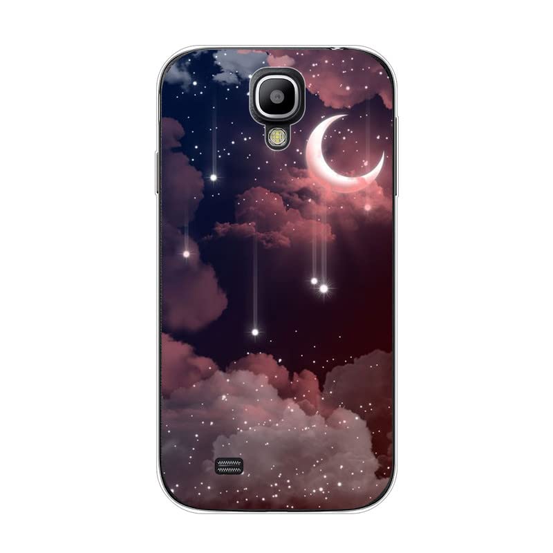 KARTXITAI Case compatible with Samsung Galaxy S4,Shockproof Slim Thin Silicone Protective Anti-Fingerprint Anti-Scratch Anti-Fall phone cover - Stars moon clouds sky