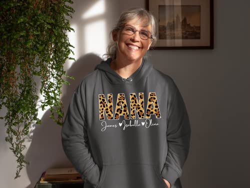 Lovelypod Nana Sweatshirt, Personalized Nana Gifts With Grandkid Name - Nana Leopard Shirt For Women From Granddaughter, Custom Shirt Mothers Day Hoodie For Women,Funny Cute Sweatshirt Gifts For Nana thumb #4