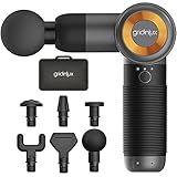 Gridinlux. Pistola Masaje muscular GUN 240 | 6 Cabezales | 3 Niveles | 1800-2450 rpm | Masajeador eléctrico cervical, espalda, brazos, pies, piernas, abdomen | Pantalla LCD | Masaje por Percusión