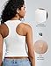 ZeroBound Racerback V Neck Tank Top Built - in Shelf Bra Ribbed Workout Top for Women Basic Going Out Top Sleeveless Garment White M