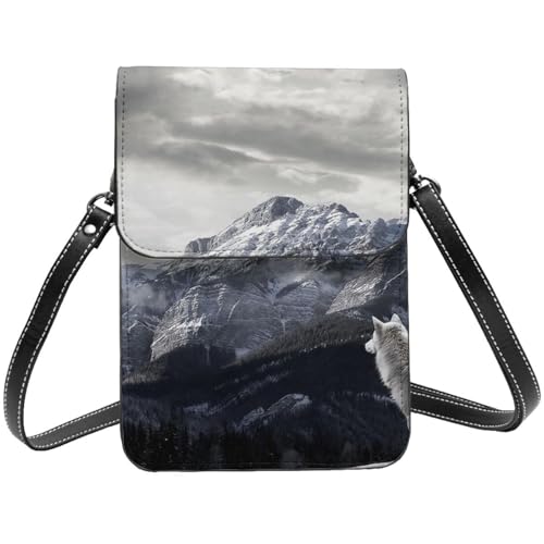 Sac à bandoulière avec rabat pour téléphone portable en cuir noir
