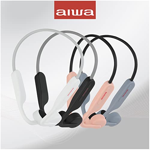 Image of Aiwa Bone Conducting Wireless Headphones - Open-Ear Wireless Bluetooth 5.0 Sports Headphones, 6 Hours Playtime, IPX5 Waterproof Earphones for Gym, Running, Hiking, and Cycling, White