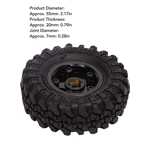 Alomejor Tires Brass 4pcs RC Wheel Hub Tires 1 Inch RC Tires for FMS FCX24 1/18 1/24 Upgrade Parts (Black Gold) - Image 3