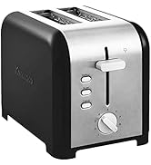Kenmore 2-Slice Toaster, Black Stainless Steel, Extra Wide Slots, Bagel and Defrost Functions, 9 ...