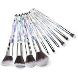 Kingtree Makeup Brushes Set, 10PCS Crystal Makeup Brushes Premium Synthetic Powder Foundation Concealer Eye Shadow Brush, Professional Face Eye Make Up Brushes for Girls Women - Image 1