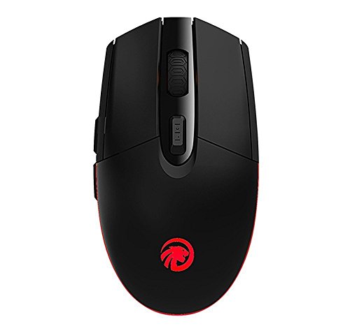 TENMOS T10 Optical Rechargeable Wireless Mouse 2.4GHz USB Led Computer Wireless Mouse with 3 Adjustable CPI 6 Buttons for Mac/PC/Laptop (Black)