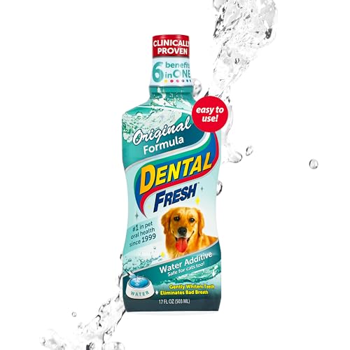 Dental Fresh Water Additive for Dogs, Original Formula, 17oz – Dog Breath Freshener and Dog Teeth Cleaning for Dog Dental Care– Add to Water