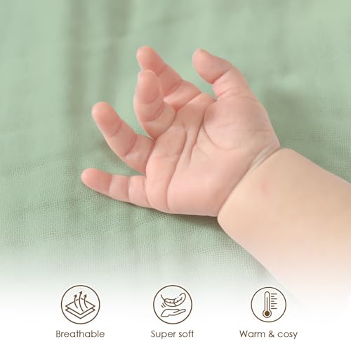 Image of Baby Blankets for Boys Girls, Soft Nursery Minky Blankets with Muslin and Dotted Fleece Back 30x40 inches, Receiving Bed Quilt for Newborn, Infants, Toddlers (Green)