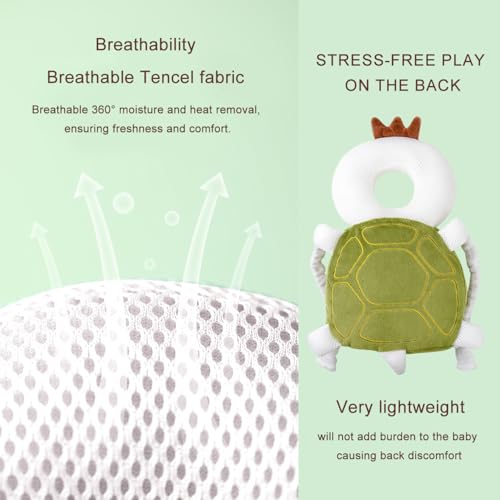 Baby Walker Head Protector Toddler Adjustable Baby Head Protection Baby Learning Walking Crawling Backpack Wear Safety Pad(Turtle) - Thumbnail 4