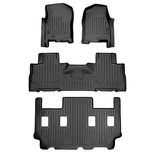 MAXLINER Floor Mats 3 Row Liner Set Black for 07-10 Expedition EL / Navigator L with 2nd Row Bucket Seats Without Console