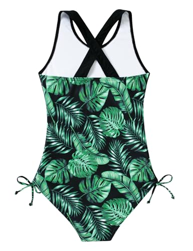 Image of BFUSTYLE Girls Swimsuit One Piece Bathing Suit 4-13 Years Sleeveless Beach Swimwear
