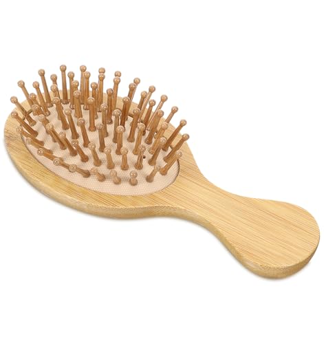 Kleine Haarbürste, Haarbürste Klein mit Rundborsten für Kopfhautmassage & Haarwachstum, Antistatische Holzbürste mit Ergonomischem Griff, Sanfte Entwirrung für Frauen & Männer Kleine Haarbürste, Haarbürste Klein mit Rundborsten für Kopfhautmassage & Haarwachstum, Antistatische Holzbürste mit Ergonomischem Griff, Sanfte Entwirrung für Frauen & Männer