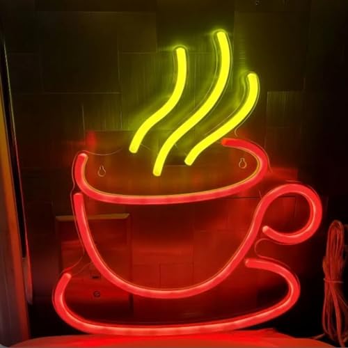 Image of Led Coffee Up Neon Sign Dimmable Acrylic Neon Signs for Coffee Shop Salon Home Bar Decor,Decorative Glow Signs for Room Pub Club Party Decoration,Usb Powered(Red)