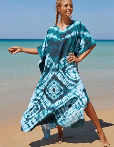 Image of NFVNKJ Women's Plus Size Beach Lounge Kaftan Maxi Dress Swimsuit Coverup for Women