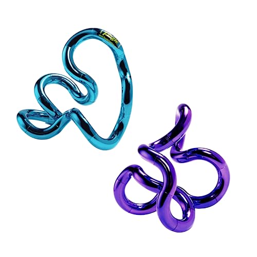 Tangle® Jr. Metallic (2-Pack) - Purple & Blue - Genuine Tangle Fidget - Fidget Toy for Kids and Adults - Metallic Shiny Fidget Desk Toy