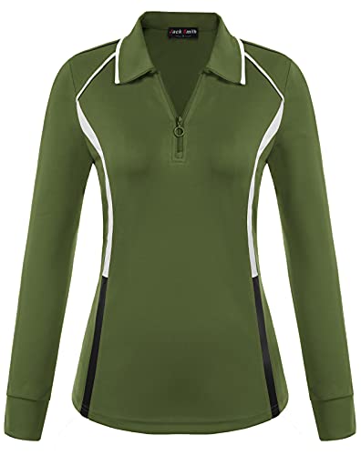 JACK SMITH Women Long Sleeve Equestrian Shirts Full Sleeves Active Wear(Army Green L)