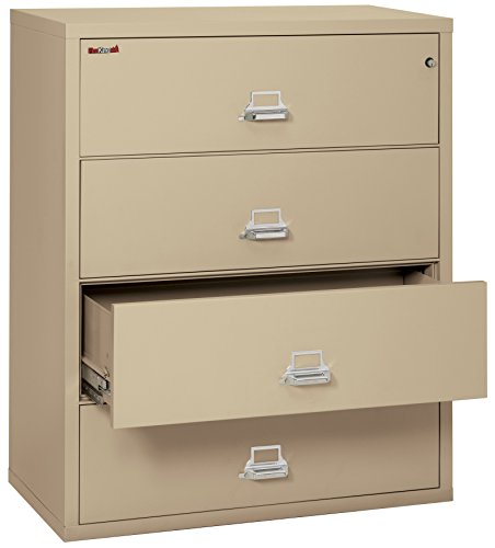 Fireking Fireproof Lateral File Cabinet (4 Drawers, Impact Resistant, Water Resistant), 44" W X 22" D, Parchment, Made In Usa #TOP2