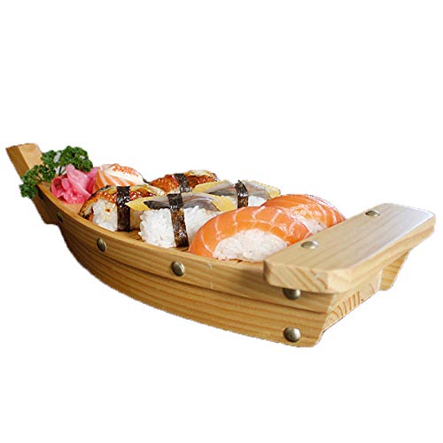 Plateau sushis en bois de pin amovible - Mini bateau sashimi 33x13x7 cm