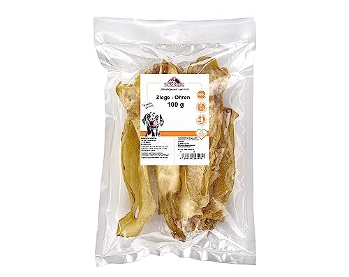 TACKENBERG Ziegenohren für Hunde - leckerer natürlicher Kausnack in Premiumqualität - schonend getrocknet - reines Naturprodukt zur Belohnung, als Snack oder Leckerli, 250 g