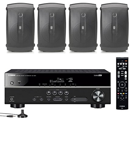 Image of Yamaha 5.1-Channel Wireless Bluetooth 4K A/V Home Theater Receiver + Yamaha Natural Sound 2-Way 120 watts 2-Way Indoor/Outdoor Weatherproof Speakers (Set of 4)