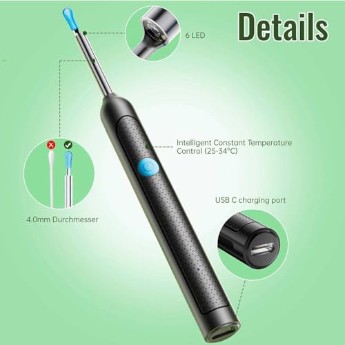 Image of Ear Cleaner Tool with Camera & LED Light, Ear Wax Removal Tool, Ear Cleaning Machine, Ear Cleaner with Camera, Ear Wax Cleaner Kit, HD Ear Camera Otoscope, Earwax Remover Tool for Adults & Kids