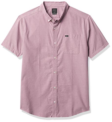 RVCA Men Thatll Do Stretch Short Sleeve Shirt Red Large