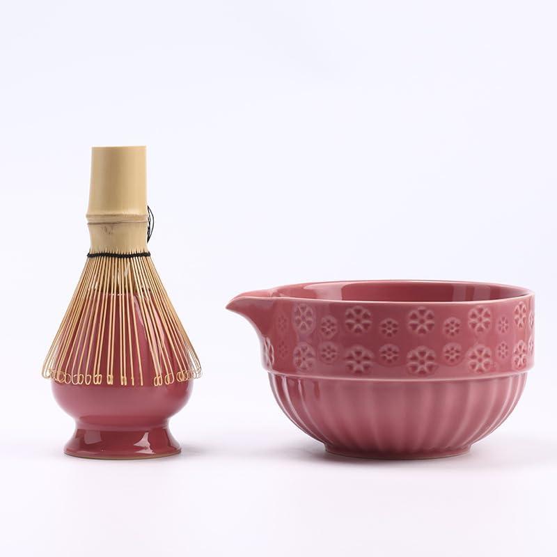 Matcha Whisk Set Pink, Ceramic Matcha Set Includes Matcha Bowl, Bamboo Whisk, Whisk Holder, Scoop, Rest, Sifter and Tea Towel – Complete 7 PCS Matcha Kit for Matcha Lovers Gift - Image 2