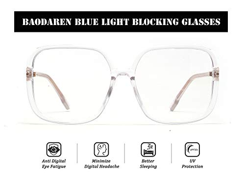 Image of Blue Light Blocking Glasses Oversized Square Frame Women /Men Anti Eyestrain Computer Eyeglasses L3000A