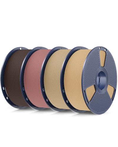 Image of SUNLU Wood PLA Filament Bundle 1.75mm 4KG, Real Wood Fiber Added 3D Printer Filament, 4 pcs 1kg Spool(2.2lbs) Natural Wood Texture & Scent, Clog-Free, Fits for Most FDM 3D Printers