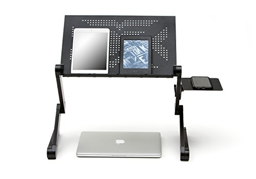 Executive Office Solutions Portable Adjustable Vented Laptop Desk/Stand/Table Notebook MacBook Ergonomic TV Bed Lap Stand Up Sitting with Pad Side Mount - Black (X3) - Thumbnail 6