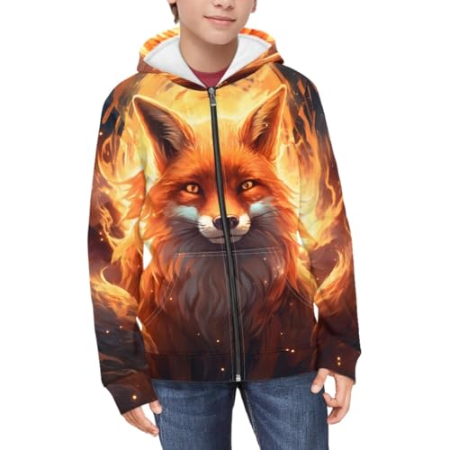 Kids Cool Wolf 3D Print Zip Up Hoodies Boy Girl Hooded Sweatshirt with Packet3