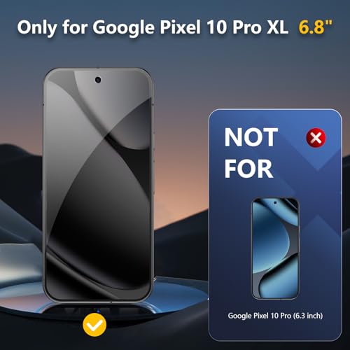 Image of [2+2 Pack] Screen Protector for Google Pixel 10 Pro XL + Camera Lens Protector, 3D Full Coverage, 9H Tempered Glass, Fingerprint Unlocking, Bubble Free