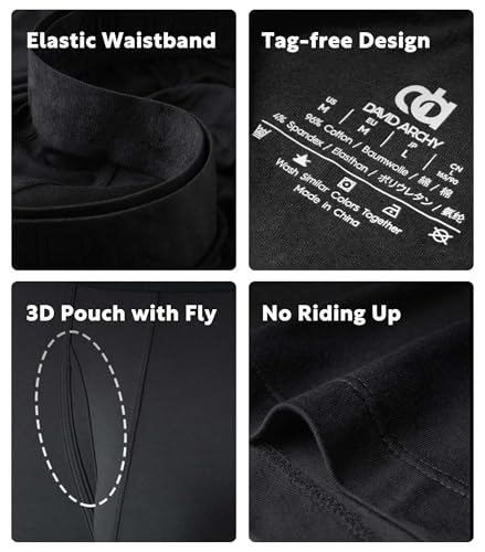 DAVID ARCHY Men's Underwear Boxer Briefs Cotton Comfortbale Soft Breathable with Fly Underwear for Men 6 Pack3