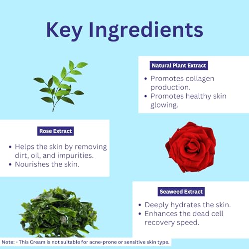 Image of A+ Seaweed Brightening Day Cream for Glowing Skin | Whitening & Moisturizing Face Cream for Men & Women | Lightweight Non-Greasy Formula | Hydrating Daily Cream for Normal to Oily Skin, 50g