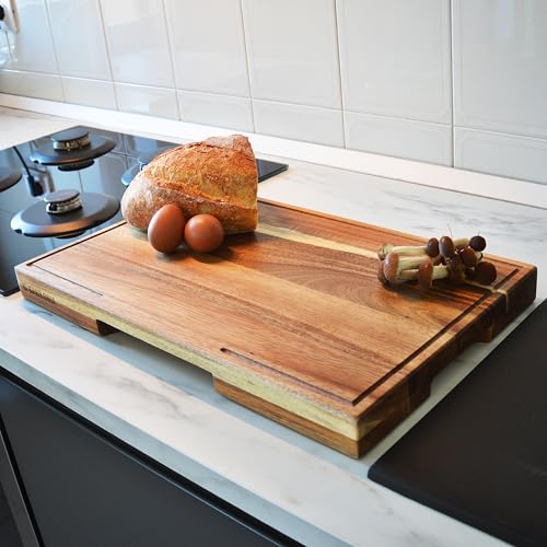 Acacia-Wood-Cutting-Board-for-Meat-Cheese-Charcuterie-Board-ExtraThick-16-Premium-Quality-Butcher-Block-Heavy-Duty-Edge-Grain-Large-Chopping-Board-with-Handle-Oil-bottle-Plate-included