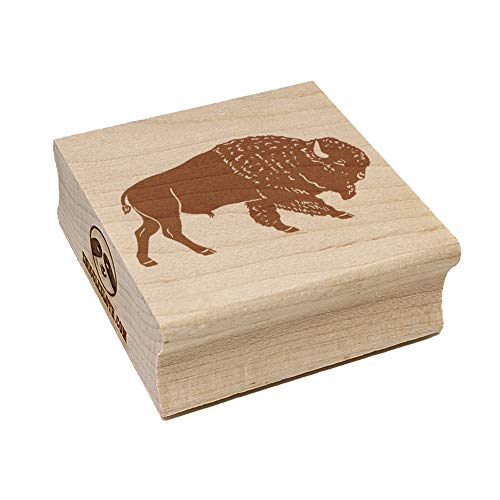 Majestic American Bison Buffalo Square Rubber Stamp for Stamping Crafting - 1.75in Medium