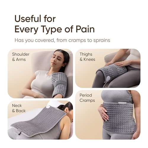 Image of Frido Orthopaedic Electric Heating Pad for Pain Relief with 9 Temperature Settings (40-65C), Heat Therapy Pad for Back, Shoulders, Thighs & Period Cramps, Auto Shut-Off with 4 Preset Timers, Machine Washable