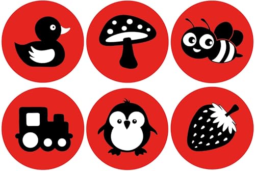 Moky Babysticker für den Kinderwagen, Kindersitz - Kontrast Aufkleber zur Unterhaltung ihres Babys für unterwegs & zu Hause (Kontrast)