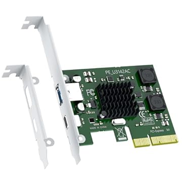 GLOTRENDS U3142AC Scheda di espansione da 2 porte 10Gb USB 3.1 Gen2 (tipo C e tipo A) a PCIE X4 con chip ASM 3142, staffa standard e a basso profilo